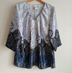 Elegant Fair Lady Satin Women's Top Round Neck 3/4 Sleeves Size 16